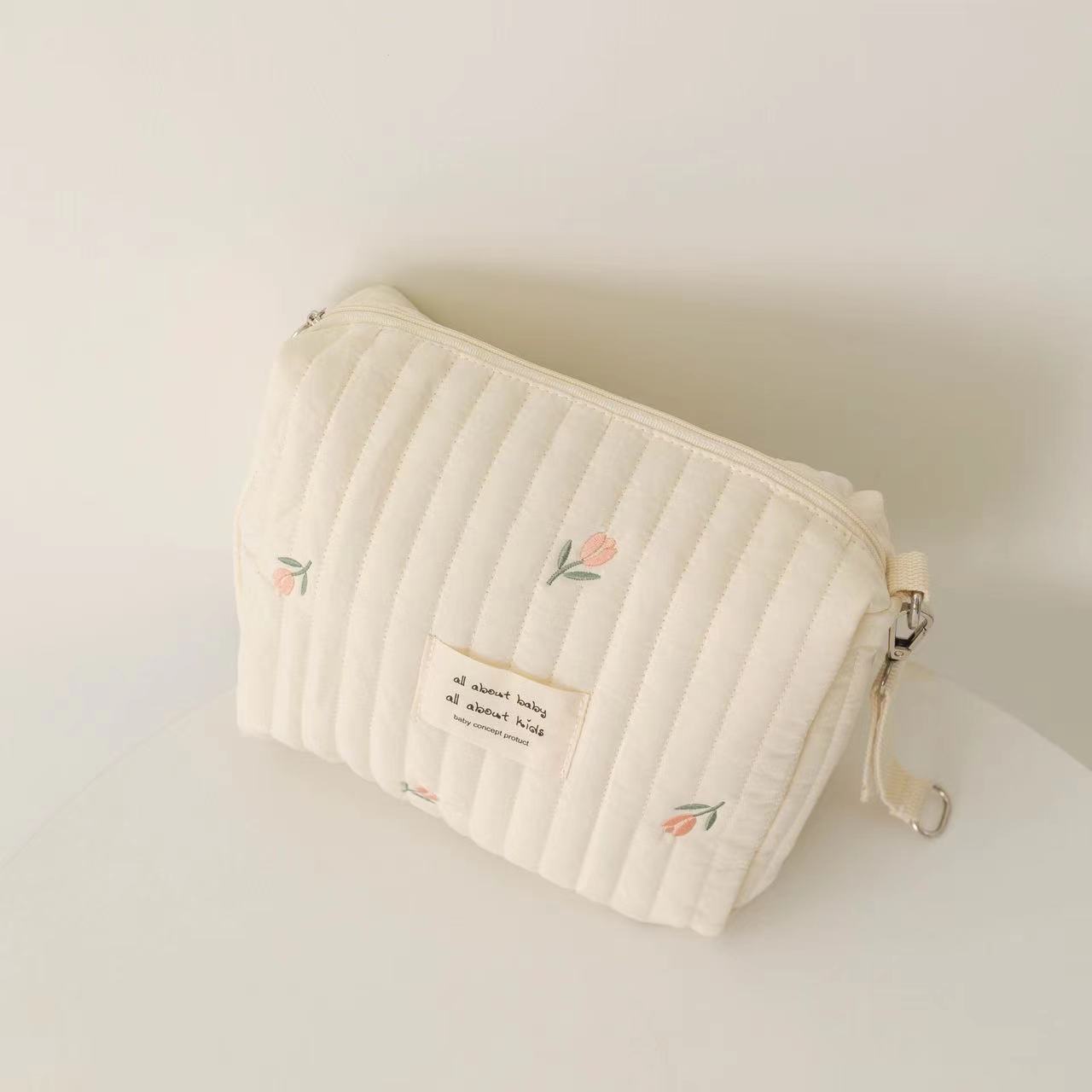 Zipper Embroidery Cotton Mummy Bag Trolley Pannier Bag