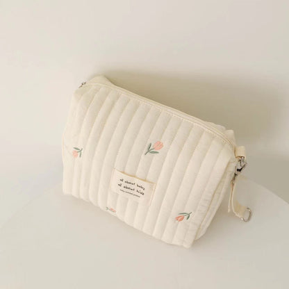 Zipper Embroidery Cotton Mummy Bag Trolley Pannier Bag