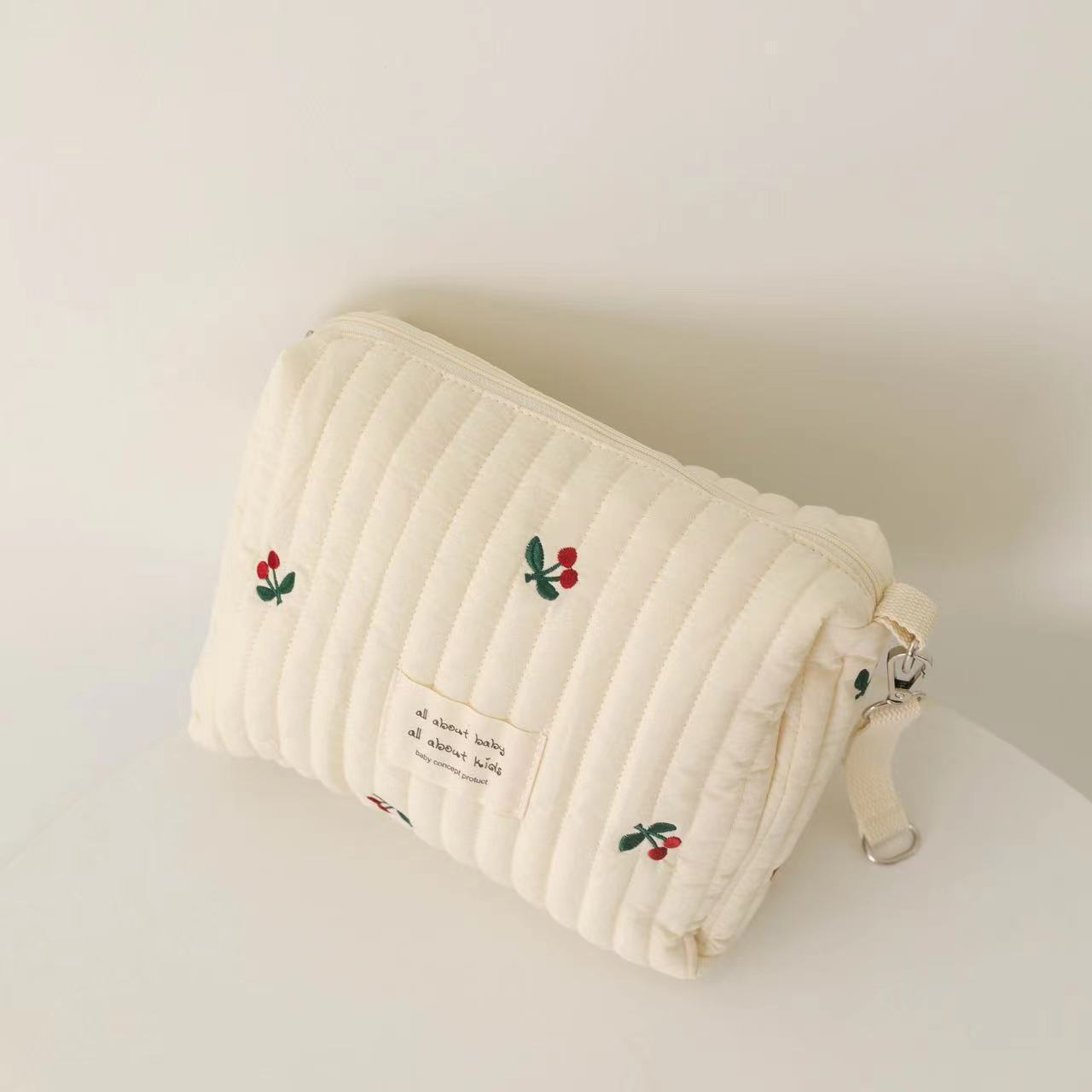 Zipper Embroidery Cotton Mummy Bag Trolley Pannier Bag