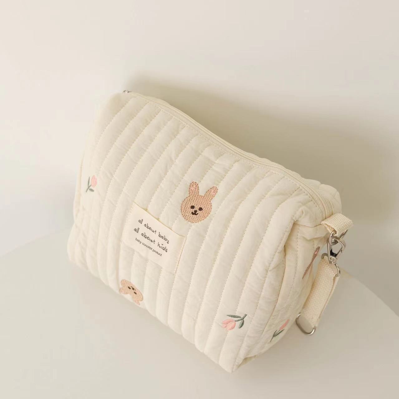 Zipper Embroidery Cotton Mummy Bag Trolley Pannier Bag