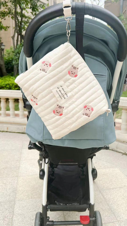 Zipper Embroidery Cotton Mummy Bag Trolley Pannier Bag