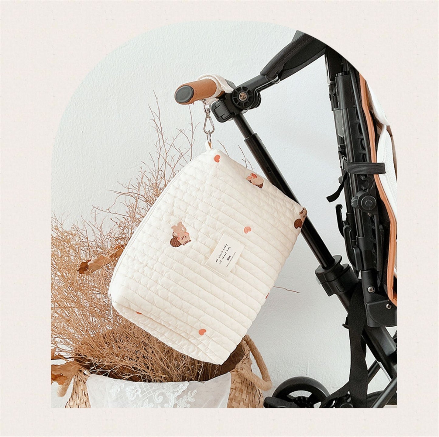 Zipper Embroidery Cotton Mummy Bag Trolley Pannier Bag